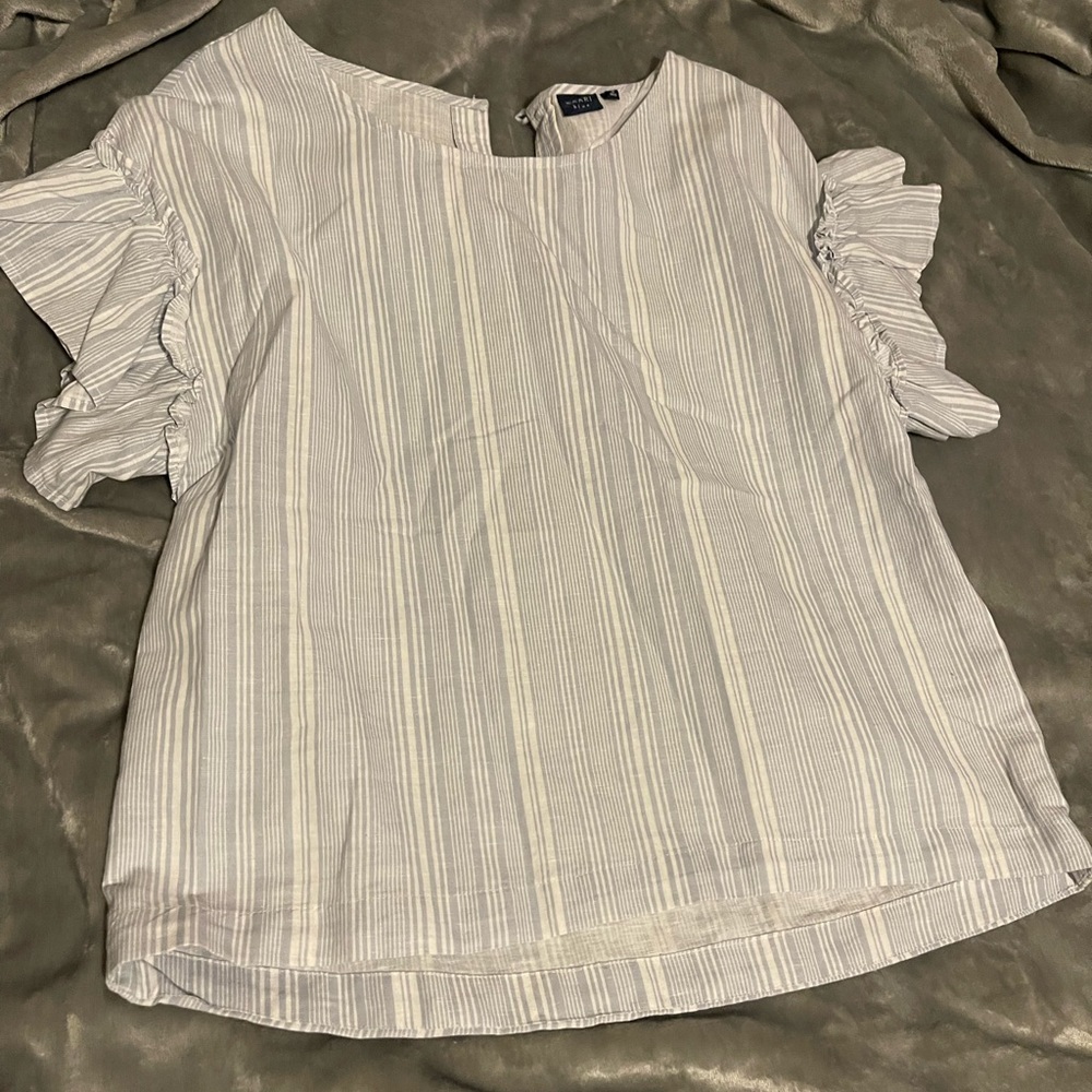 Light blue and white stripped short sleeve shirt